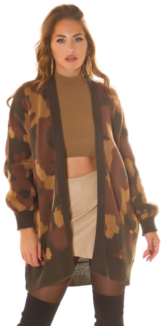Oversized Knit Cardigan Brown